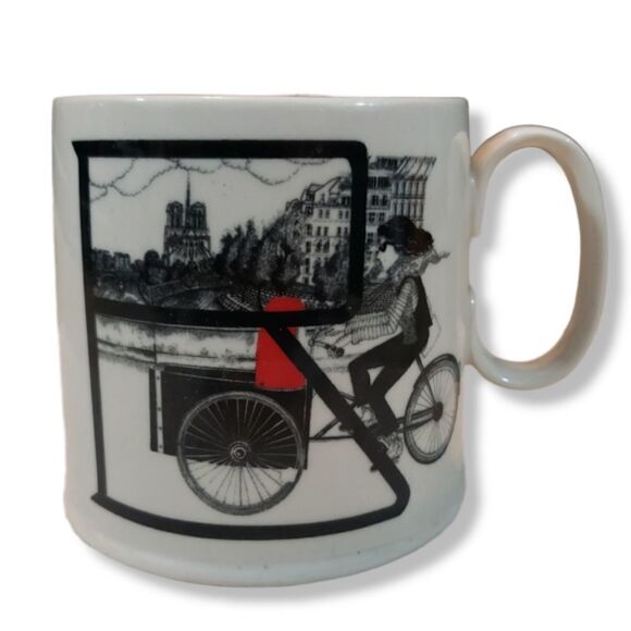Anthropologie Other - Anthropologie Mug Monogram B Bicycle Drawing By Florence Balducci Cyclist Biking